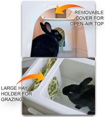 HOP Rabbit Litter Box secure lid and access cover keeps odors contained.