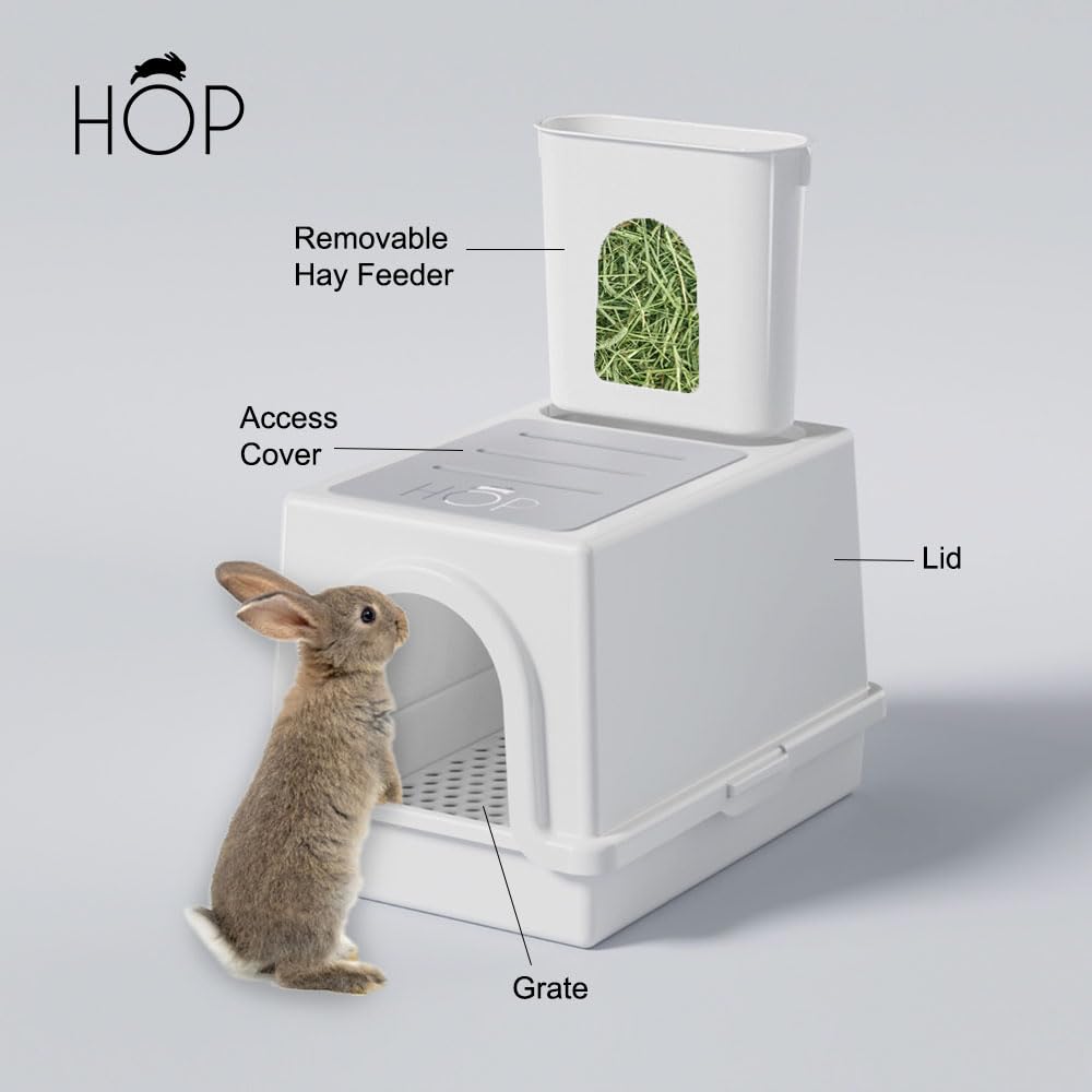 HOP Rabbit Litter Box spacious design fits two rabbits for comfort