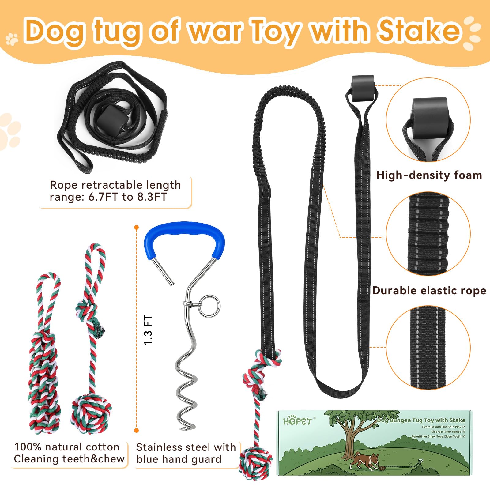 Dog enjoys a lively tug session with HOPET toy.