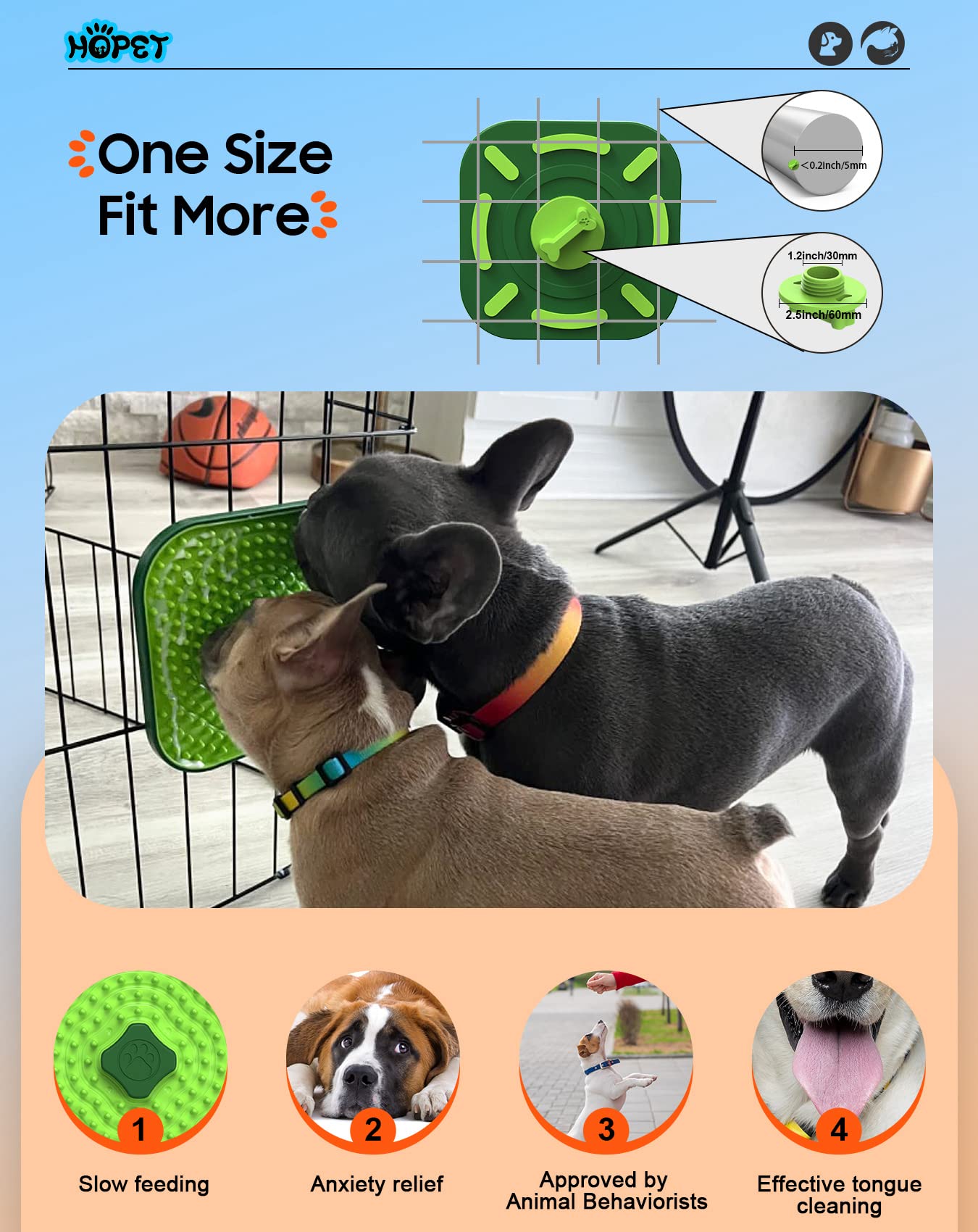 Hopet upgraded dog licking mat with detachable knob for ground use during travel.