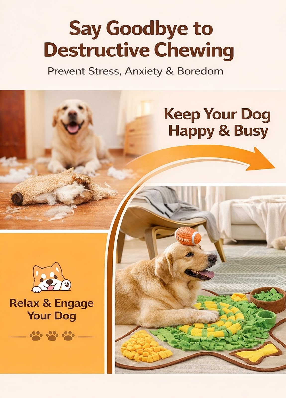 Close-up of hidden treats in HOPET snuffle mat pockets for dogs