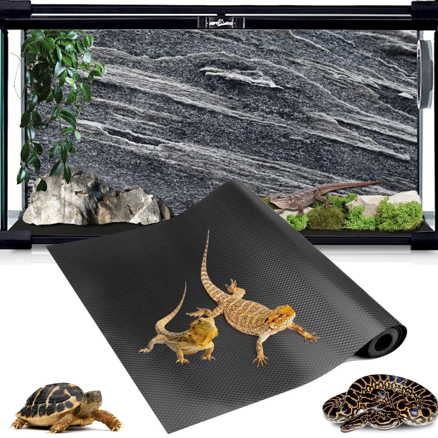 Hoplaep 120-gallon terrarium liner waterproof surface for quick cleanup.
