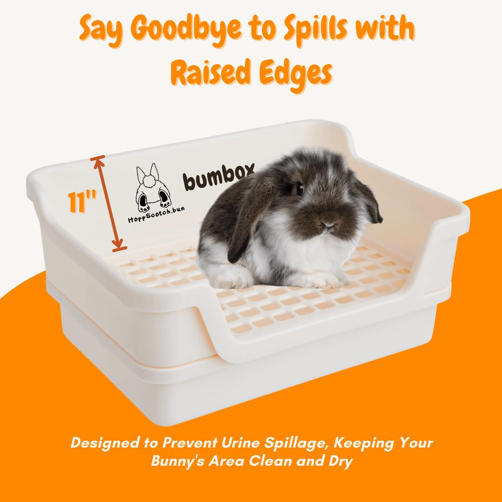 HoppScotch.bun Bumbox large rabbit litter box cream secure attachments ensure stability.