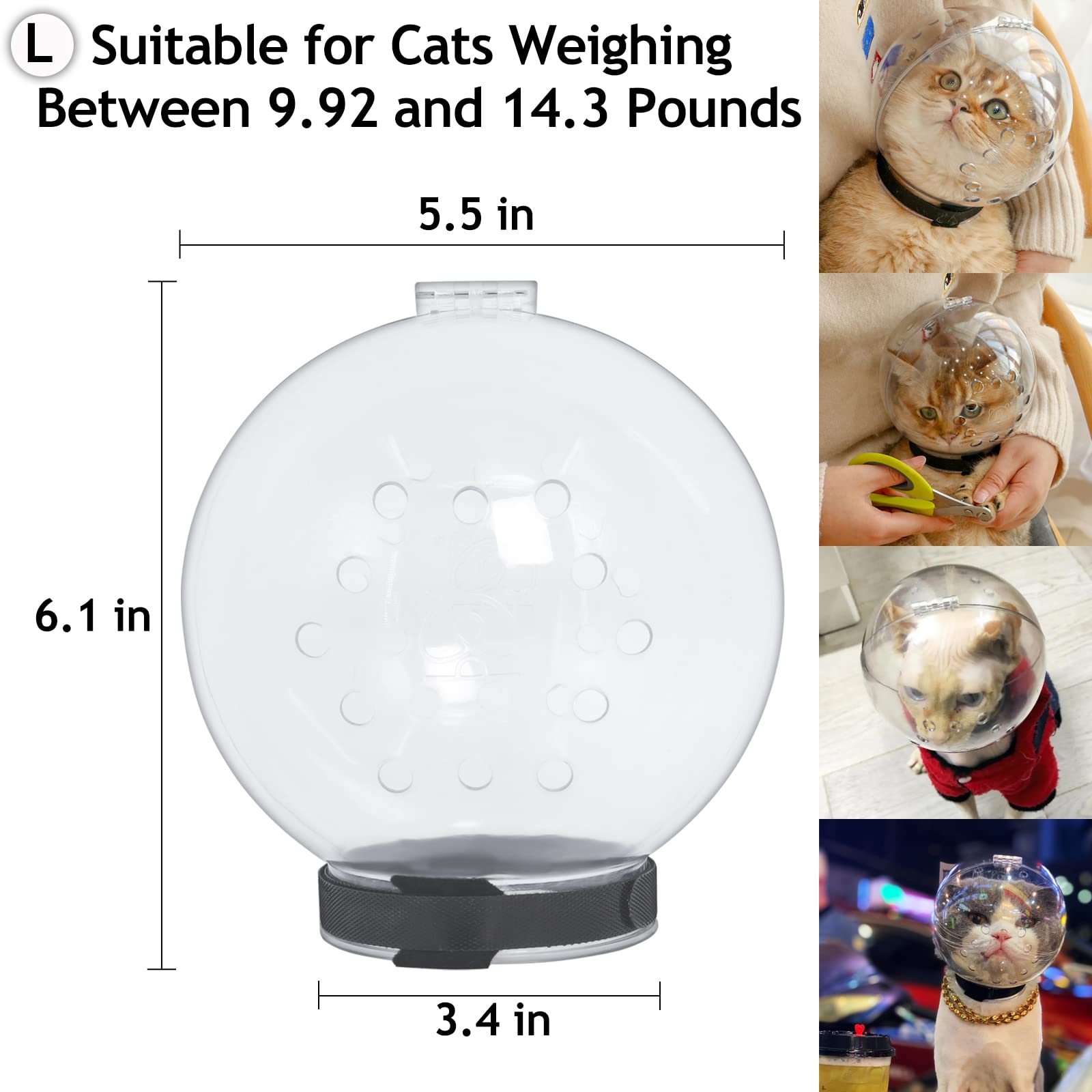 Hoqqf cat helmet with adjustable Velcro strap for secure fit.