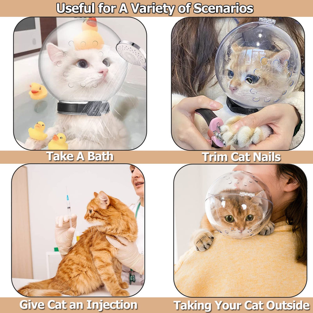 Hoqqf clear material helmet lets cats see surroundings, easing anxiety.