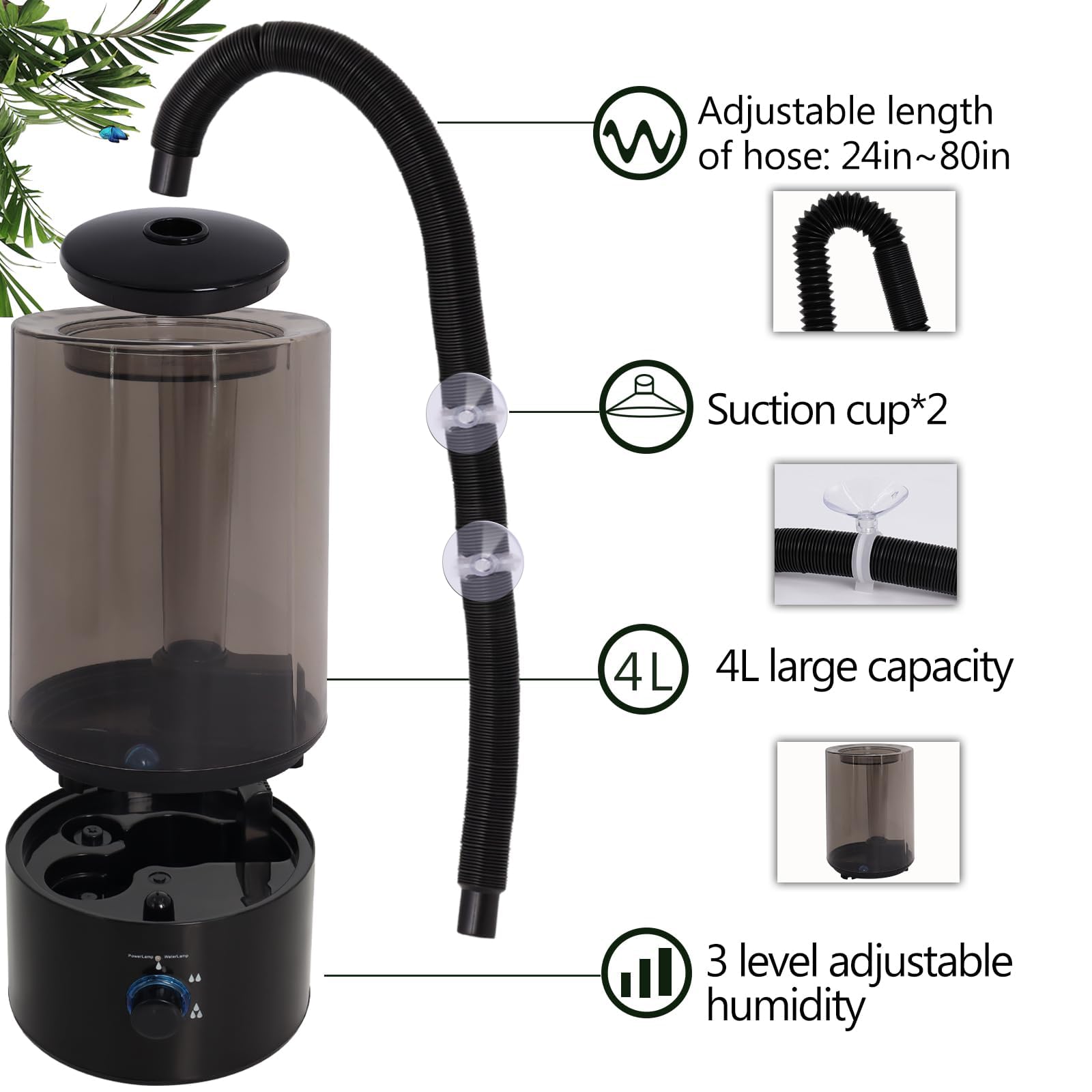 Hoqqf extended hose setup demonstrates flexible placement in terrariums