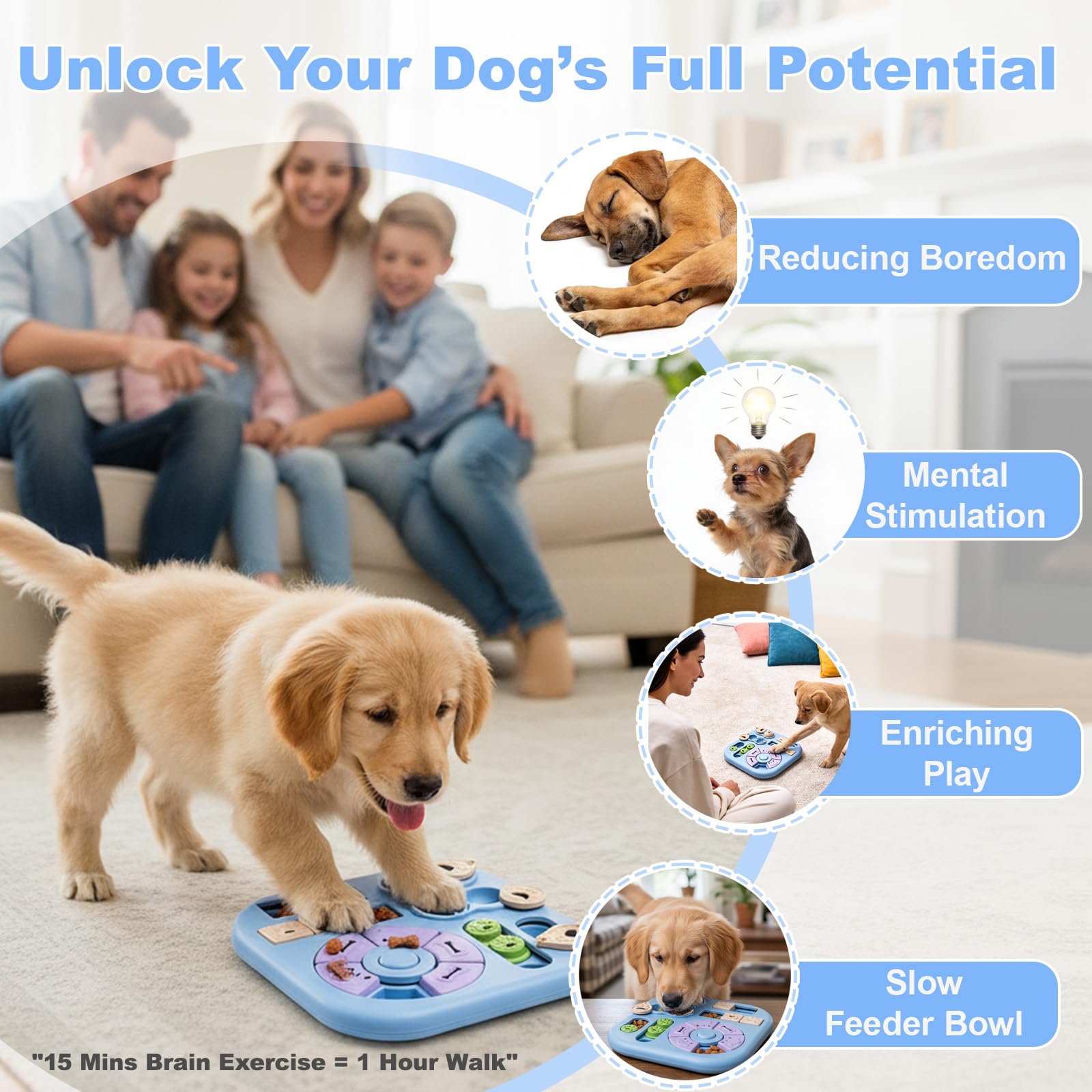 HORIBND dog toy with flip lids promotes multi-step thinking and tasty rewards.