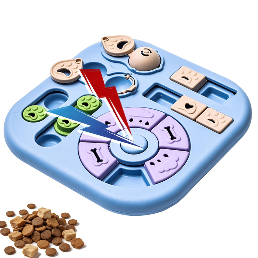 HORIBND dog puzzle toy with rotary wheel enhances problem-solving during interactive play.