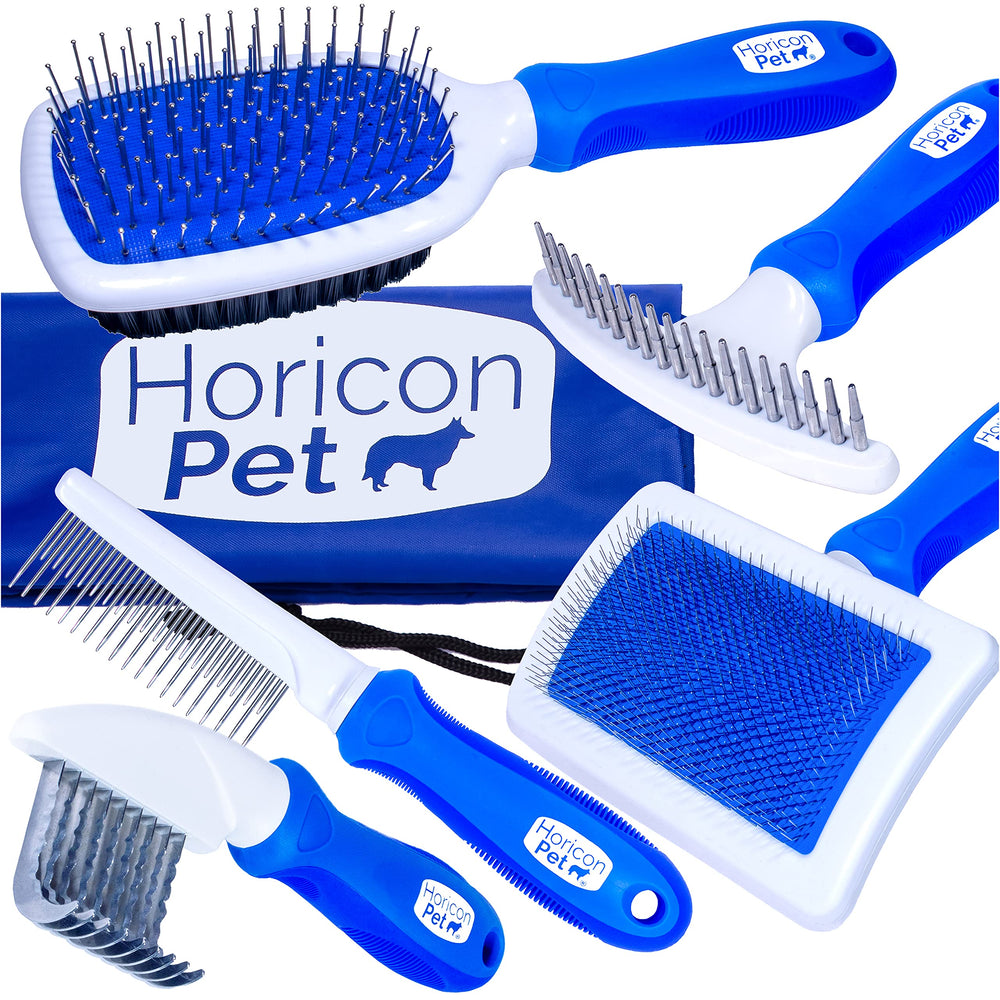 Horicon Pet 6-in-1 ball pin brush for gentle detangling and coat shine.