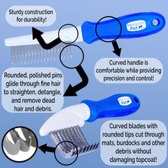 Horicon Pet 6-in-1 detangling comb smooths knots in medium-length fur.