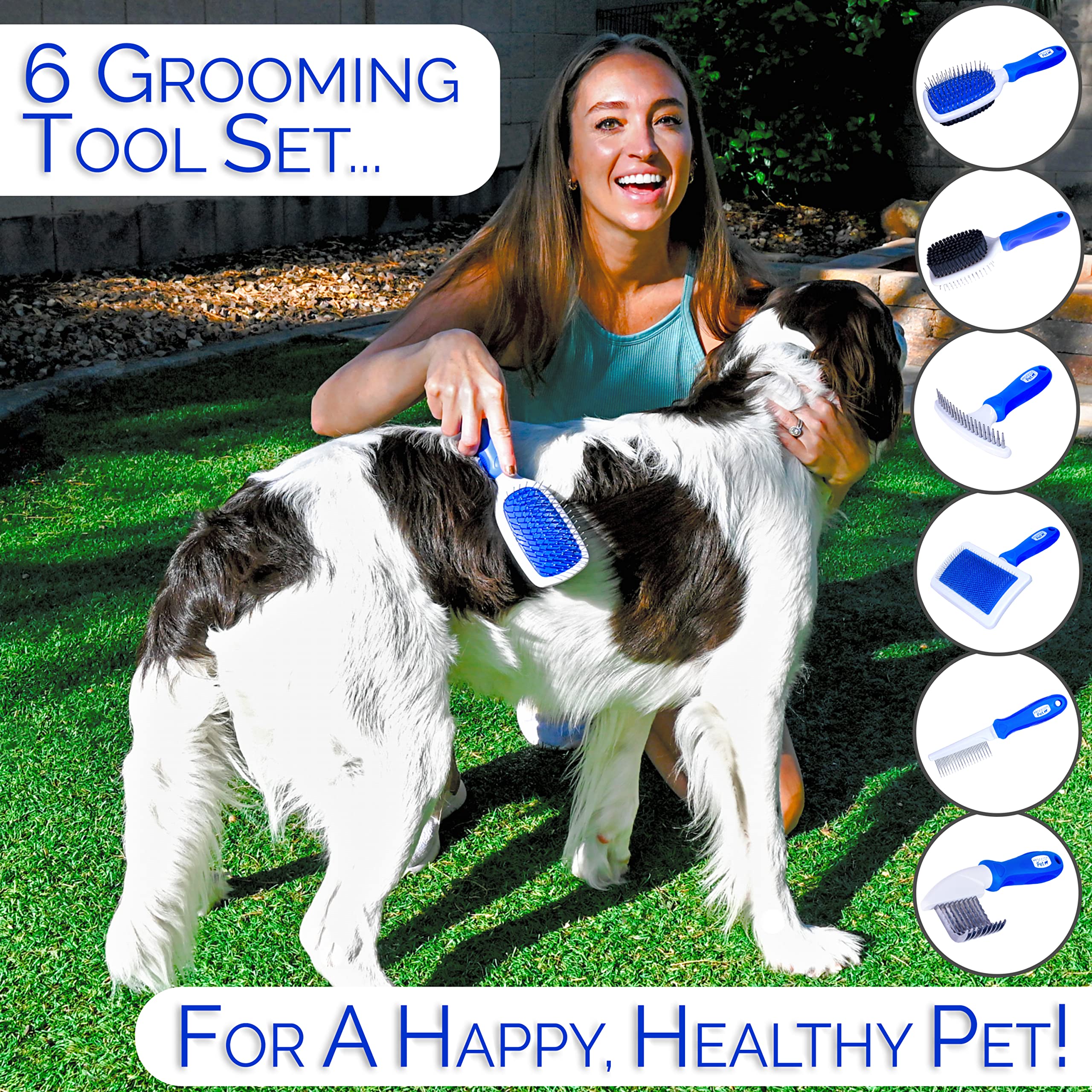 Horicon Pet 6-in-1 slicker brush removes loose hair and debris.