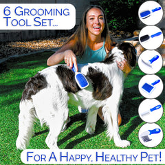 Horicon Pet 6-in-1 slicker brush removes loose hair and debris.