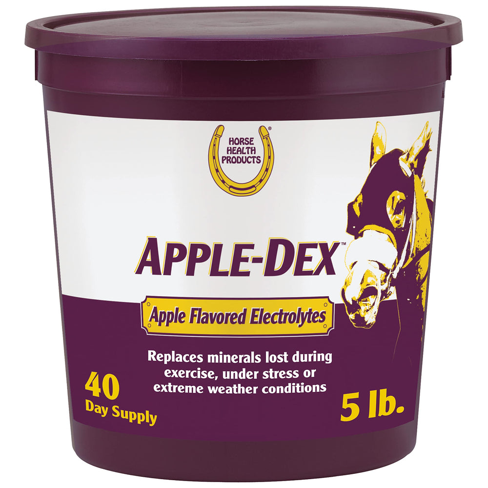 Horse Health Farnam Apple-Dex electrolytes powder in a bowl to support electrolyte balance in feed.