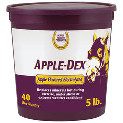 Horse Health Farnam Apple-Dex electrolytes powder in a bowl to support electrolyte balance in feed.
