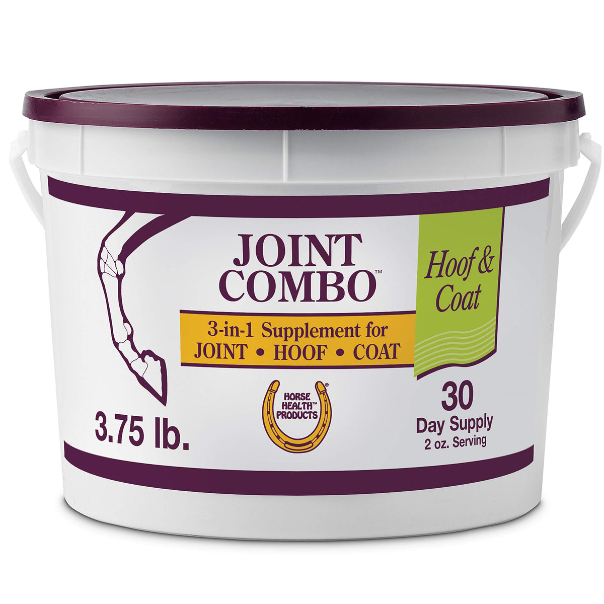 Horse Health Joint Combo bucket 3-75lb showing convenient 3-in-1 care for joints