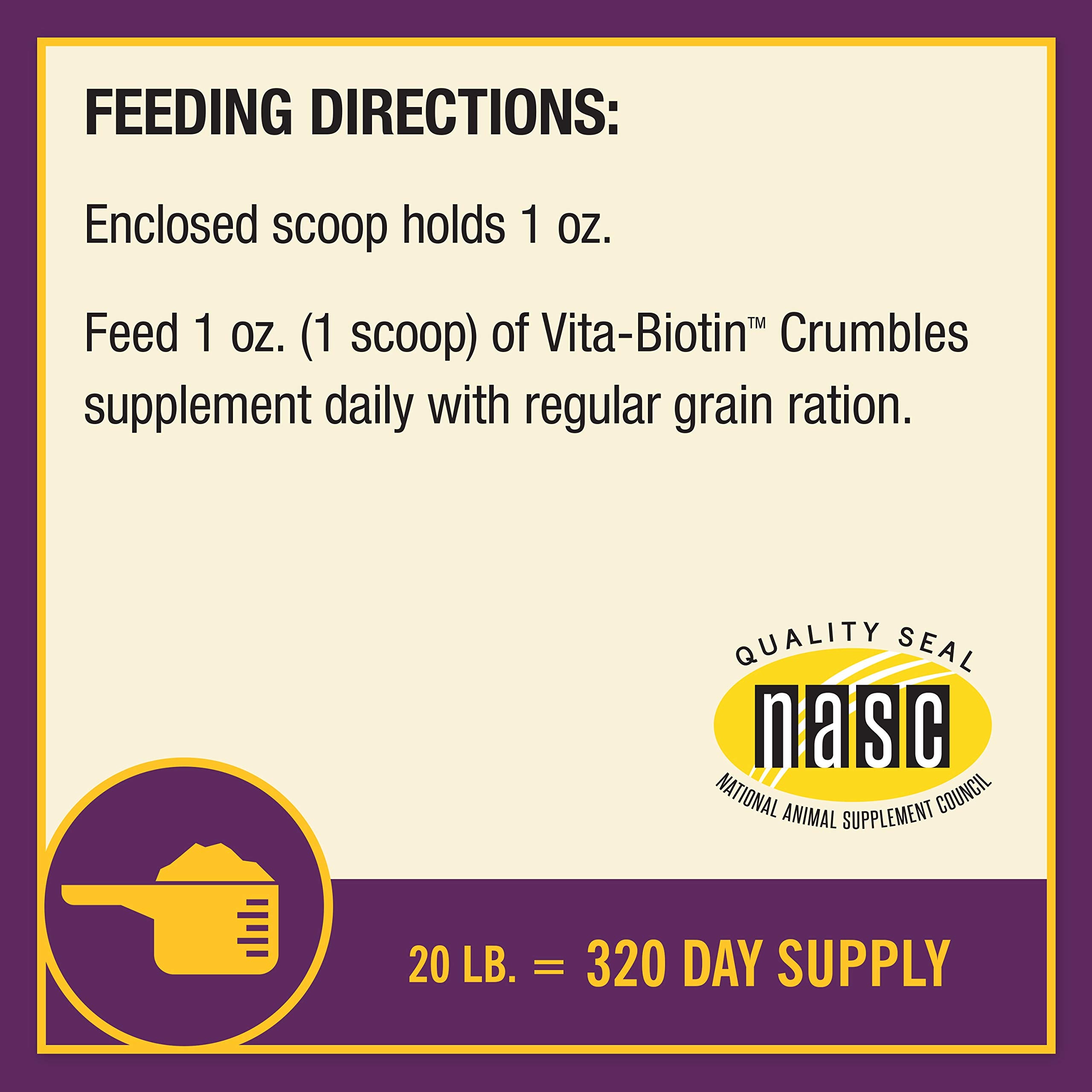 Horse Health Vita Biotin Crumbles promote hoof integrity from inside out.