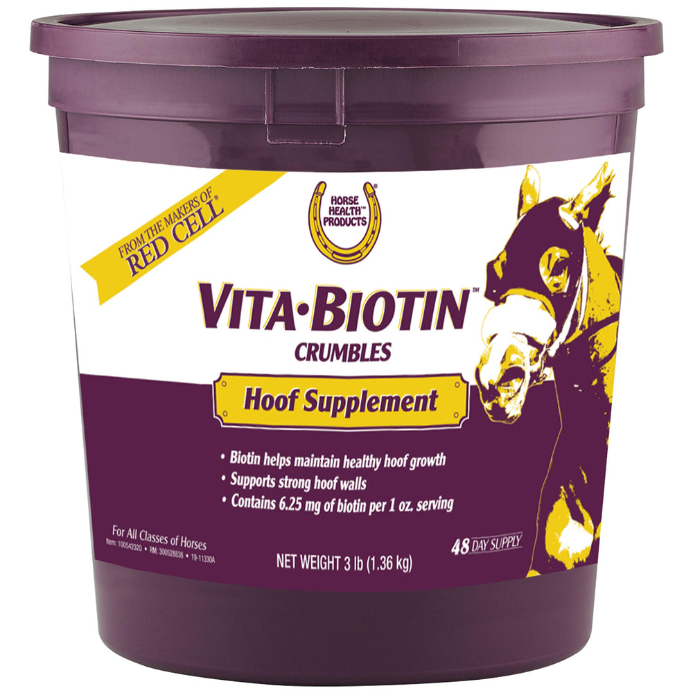Horse Health Vita Biotin Crumbles promote hoof growth when fed daily