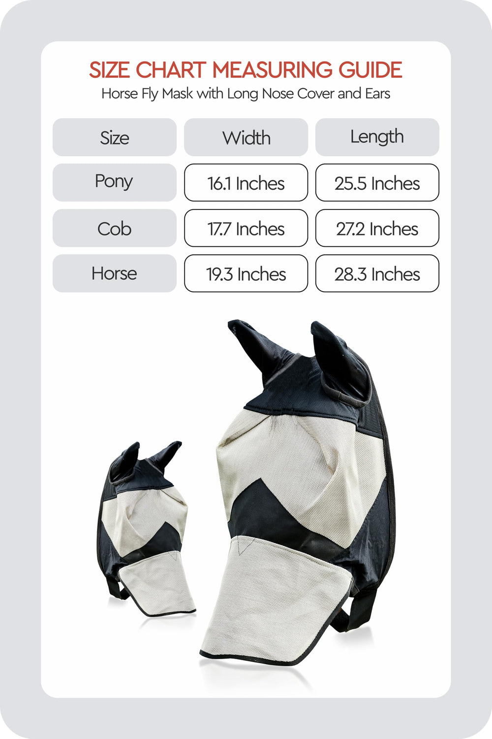 HORZE Fly Mask with ears protects ear area while maintaining comfort.