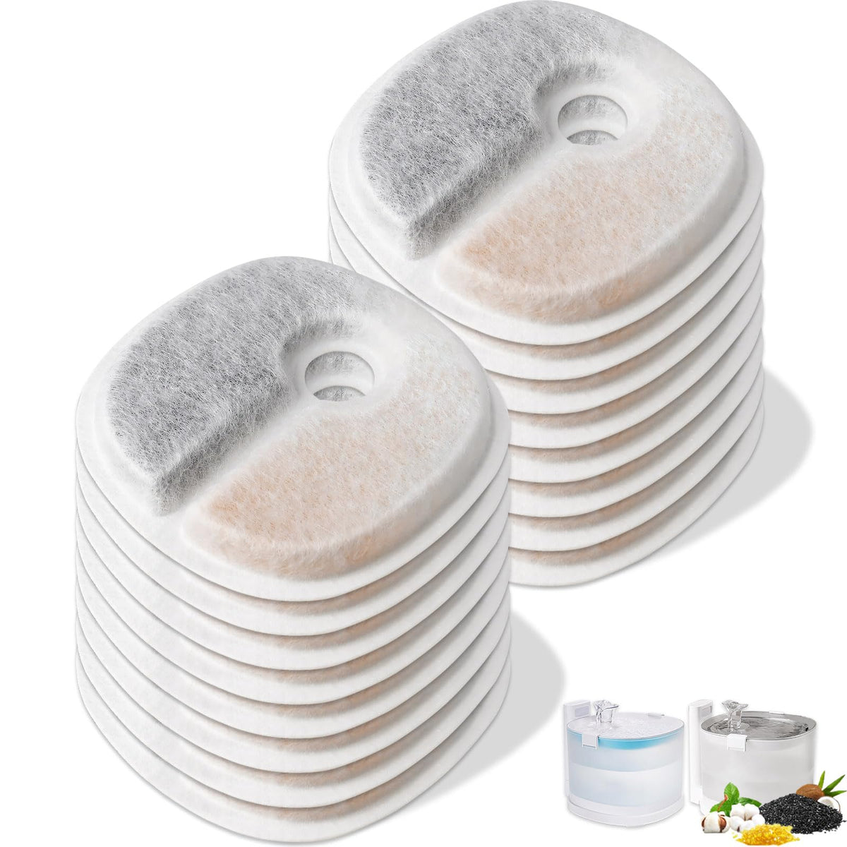 Hoscabss E1 16-pack filter pack for reliable fountain filtration.