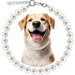 Hosiwei Chunky Pearl Dog Necklace with 19mm beads adds bold style for large dogs