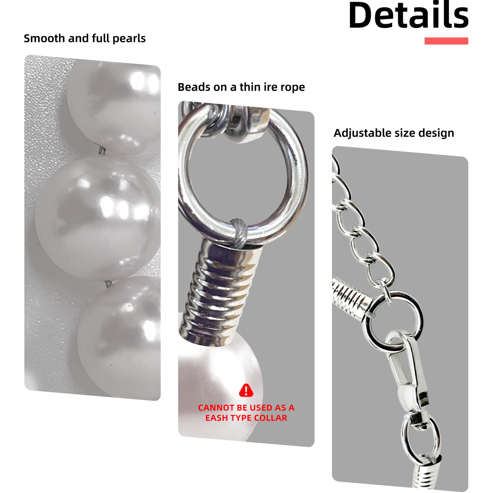 Hosiwei Chunky Pearl Dog Necklace designed for large breed compatibility