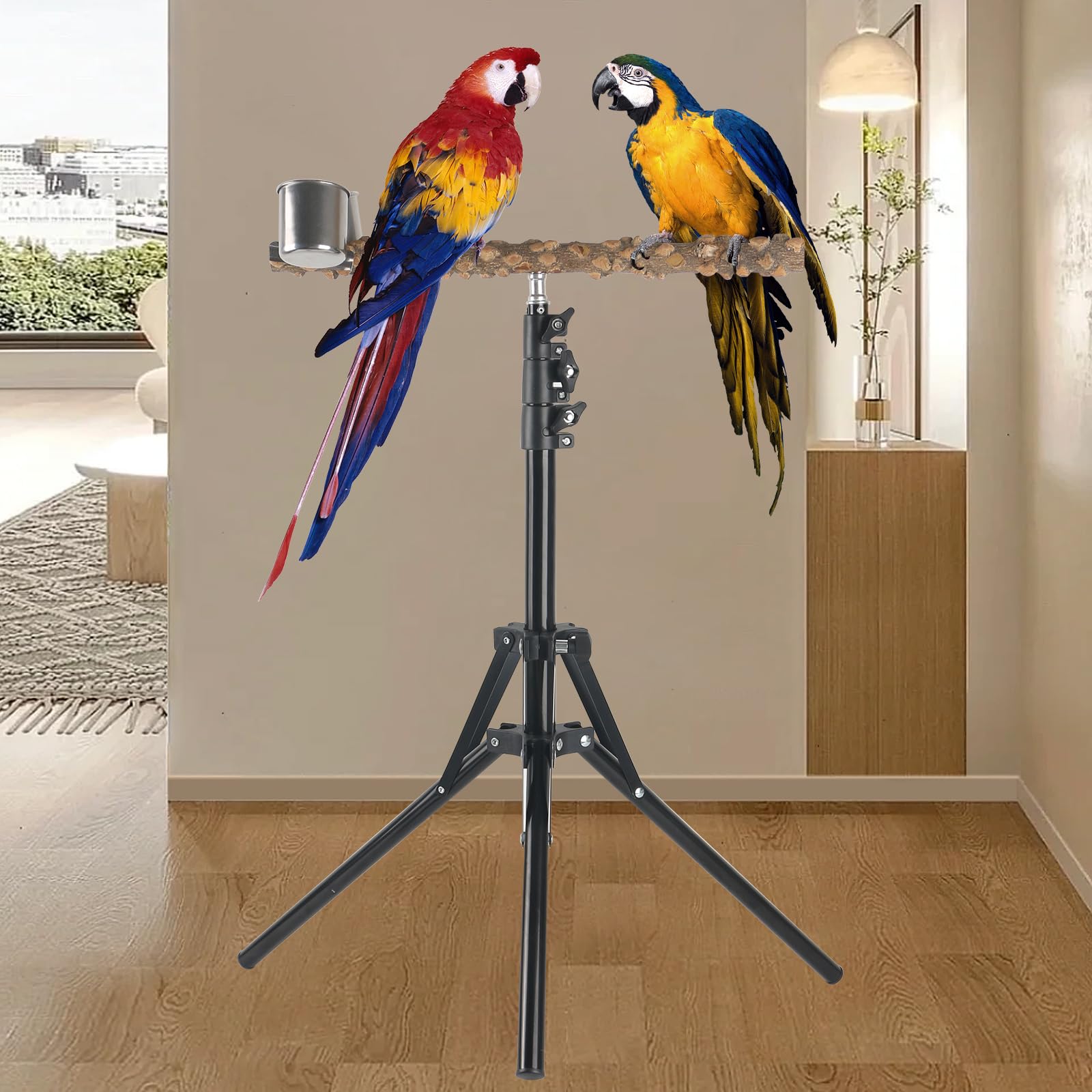 HOSUKKO pepper wood perch with textured grip for secure perching and chewing.