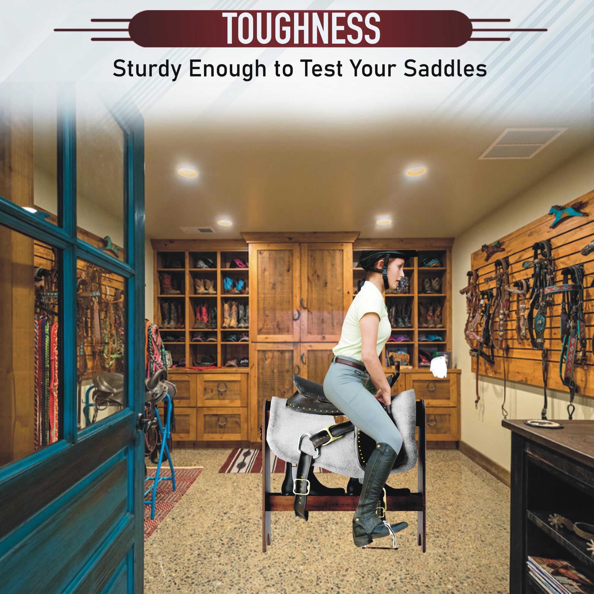HOTCAN saddle rack shelf showcasing extra storage for boots and brushes