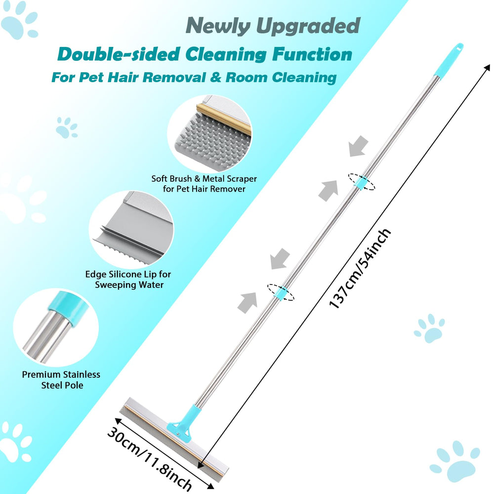 Hotsky 3-in-1 pet hair broom with versatile scraper and soft brush.