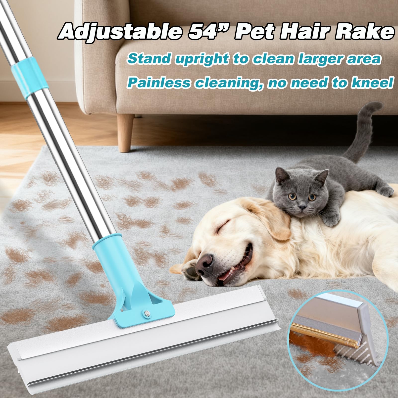 Hotsky 54-inch adjustable handle enables standing cleaning for easier use.