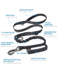Hotsky elastic-bungee-dog-leash 4-6ft cushions pulling power for calmer walks.