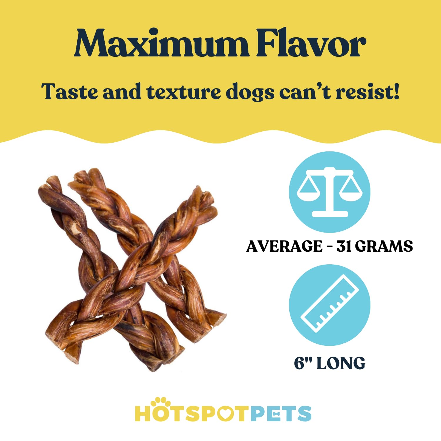 Hotspot Pets 10-pack bully sticks natural beef; convenient bulk chew