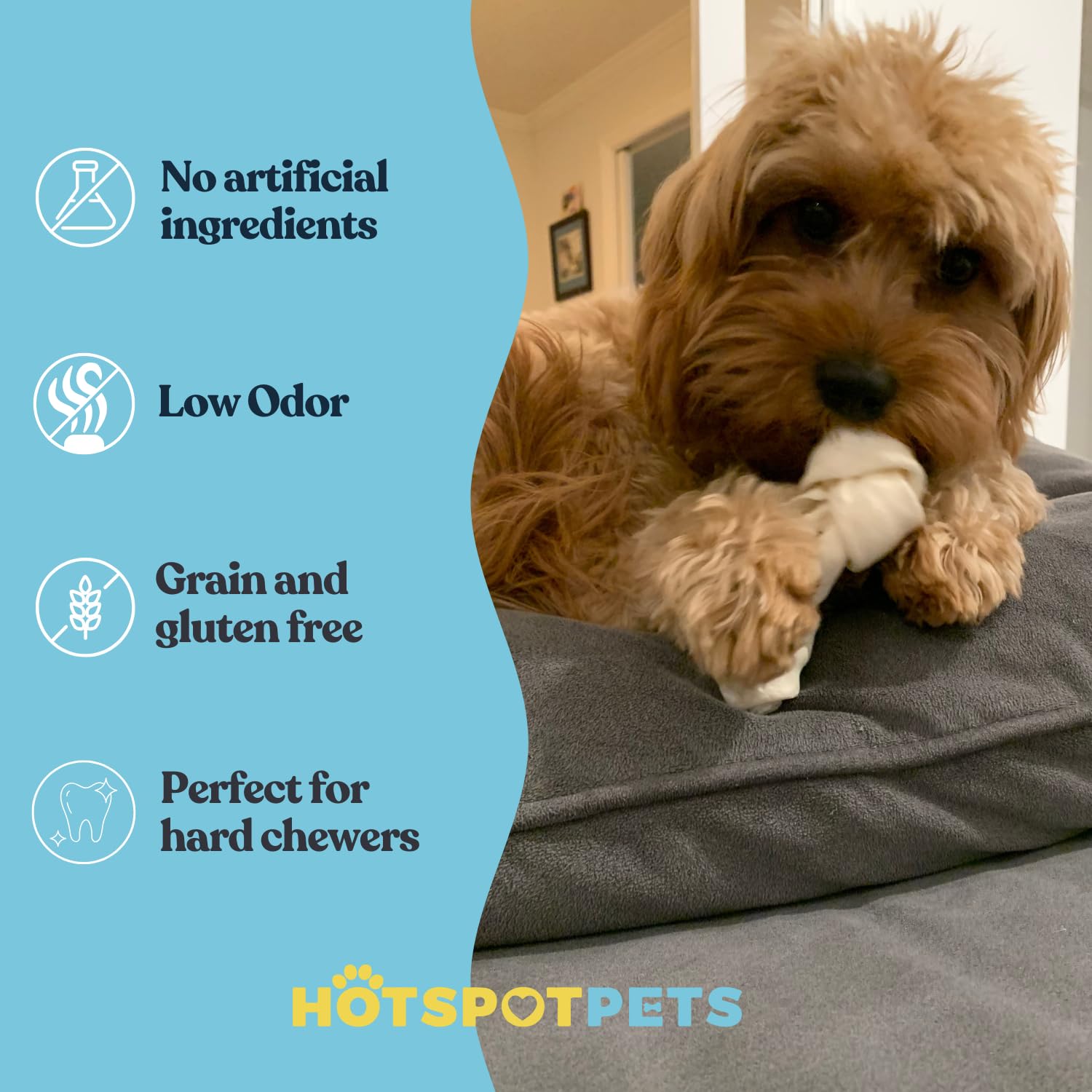 Hotspot Pets 30-pack rawhide chews, convenient bulk option for ongoing treats.