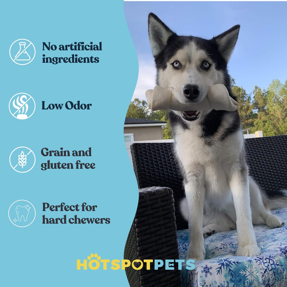 Hotspot Pets 8-9 inch rawhide bone for large dogs.