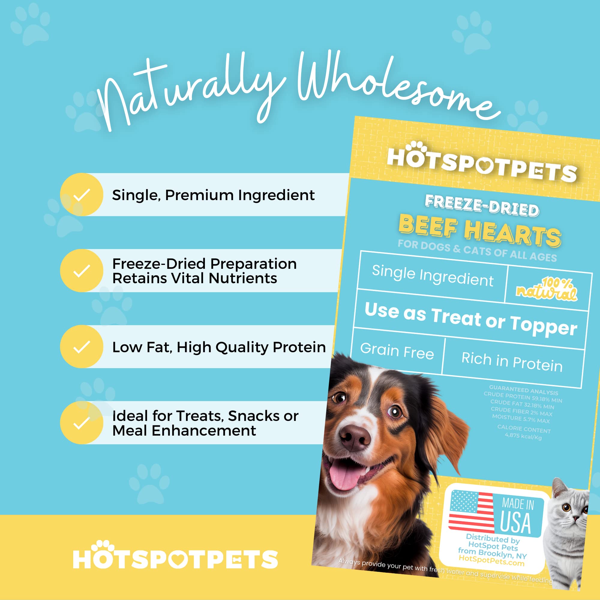 Hotspot Pets Package Closeup reveals 1 lb bag and long-lasting freshness