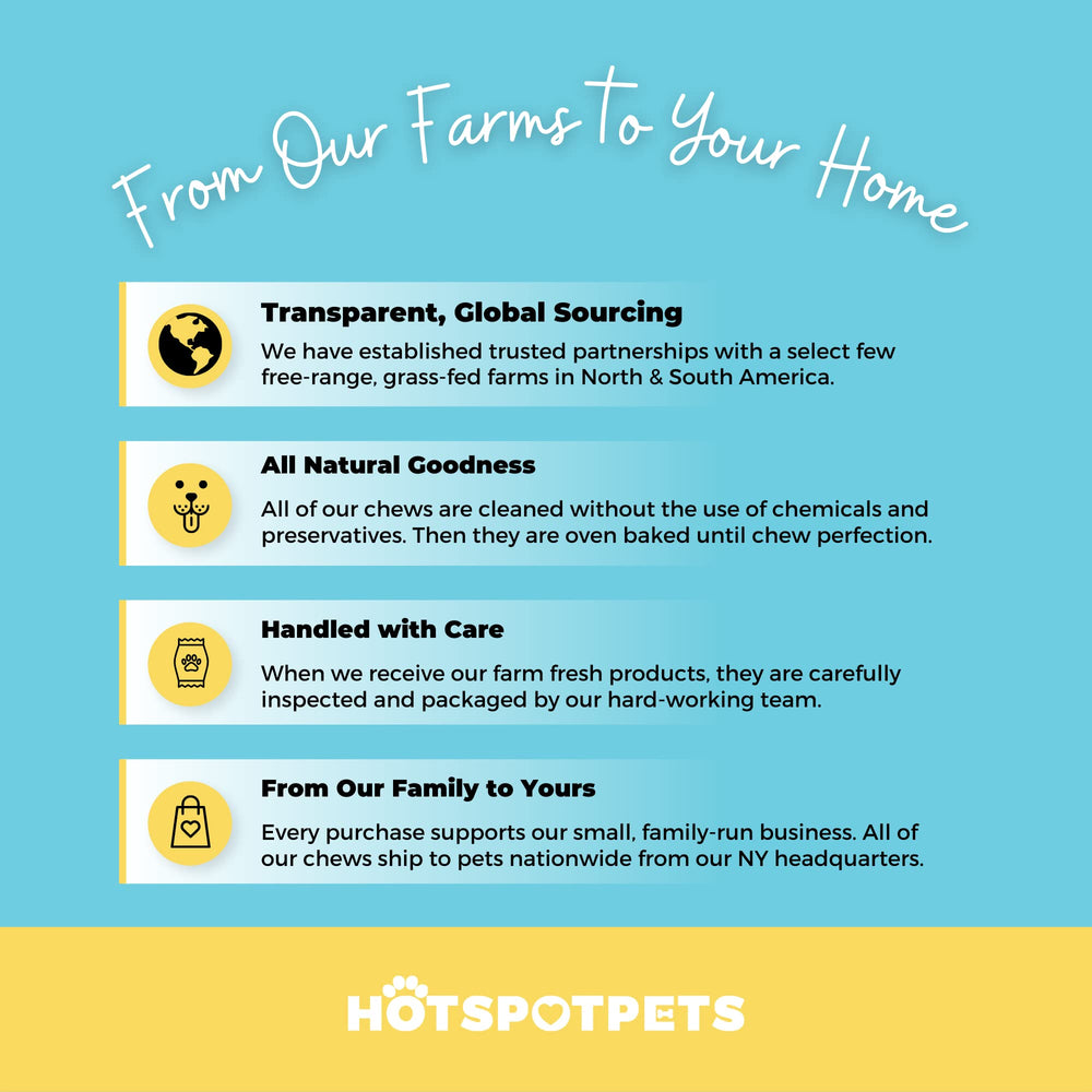 Hotspot Pets beef lung treats proudly sourced in South America for quality you can trust.