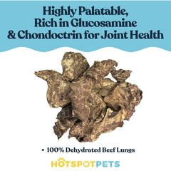 Hotspot Pets beef lung treats for all breeds in resealable packaging stay fresh.