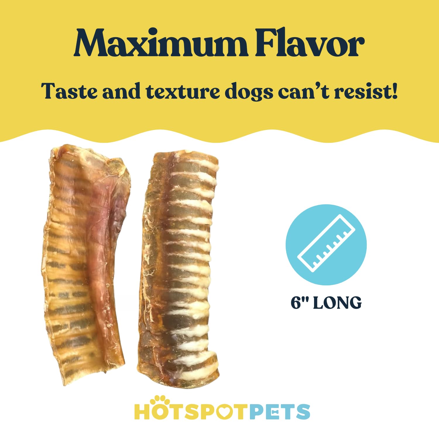 Hotspot Pets beef trachea dog chews support joint health with glucosamine and chondroitin.