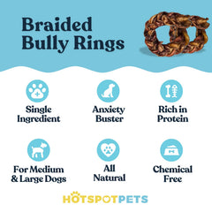 Hotspot Pets bully ring twists closeup: chewy texture for long-lasting enjoyment