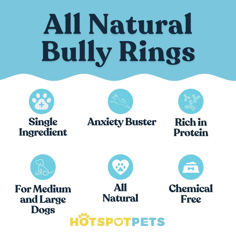 Hotspot Pets Bully Stick Rings 4-inch diameter ideal for durable teething chews