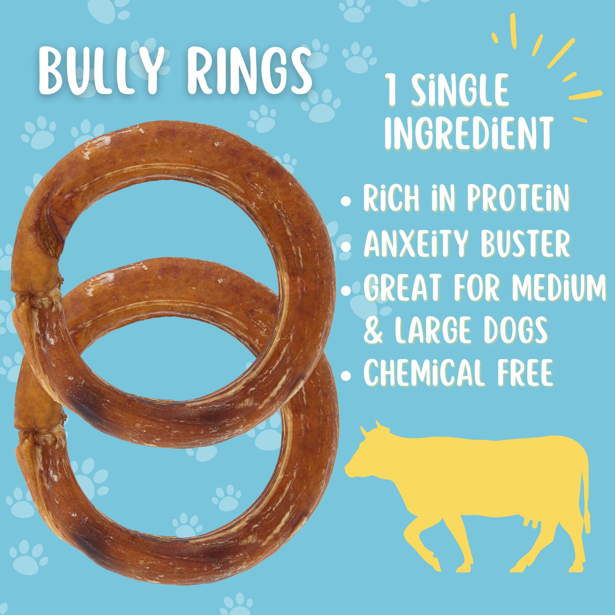 Hotspot Pets Bully Stick Rings close-up showing natural beef pizzle texture.