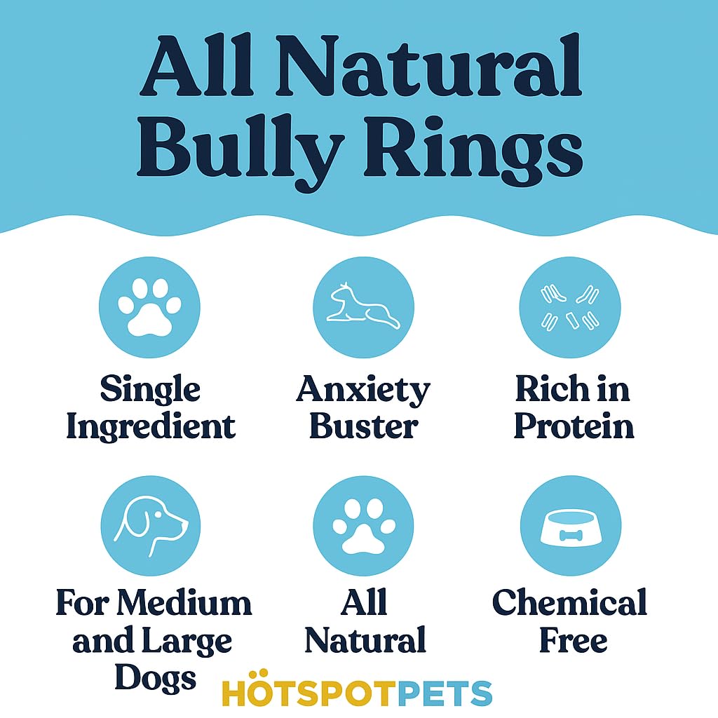 Close-up of twisted beef texture in Hotspot Pets bully stick rings for long-lasting chews.