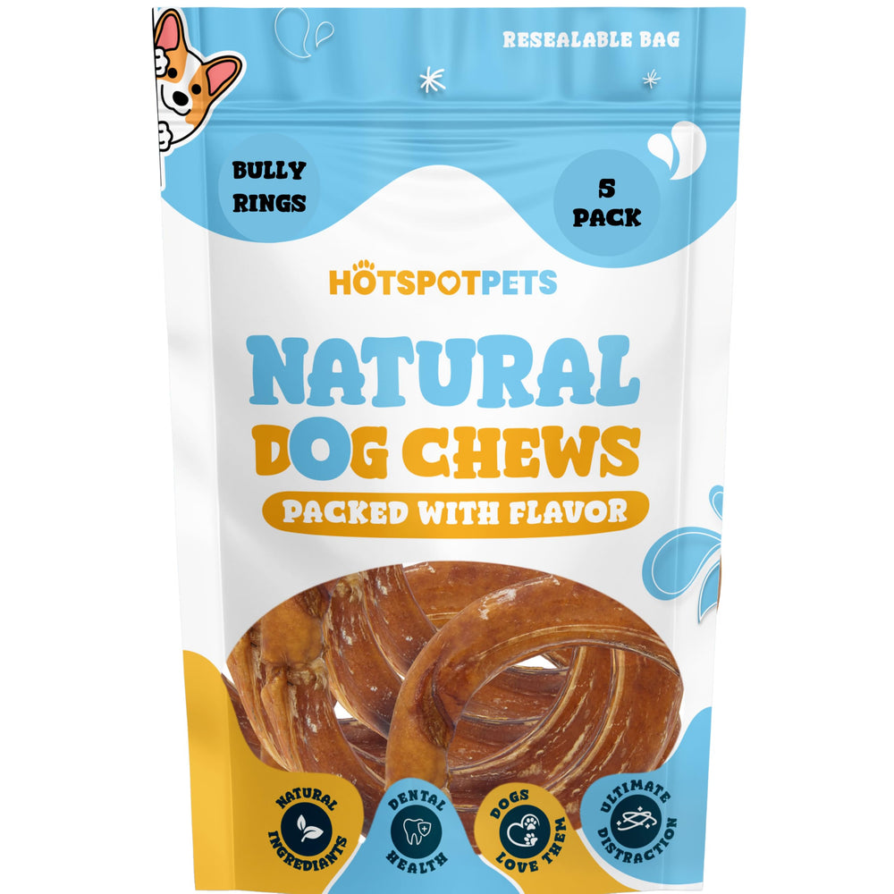Hotspot Pets Bully Stick Rings durable rings withstand strong chewers.