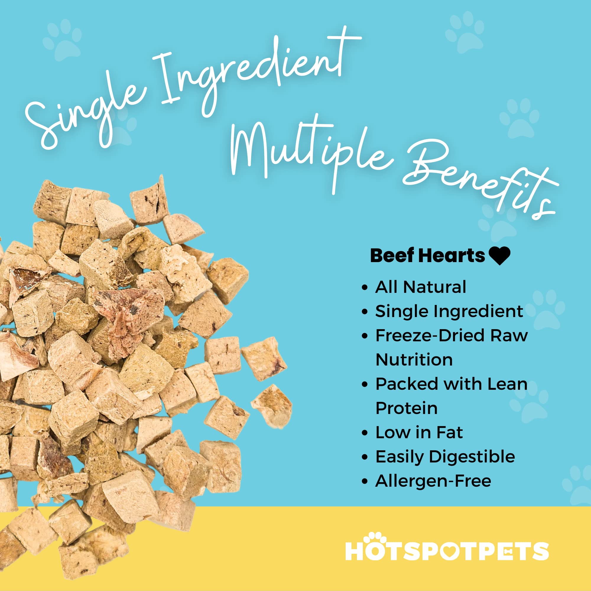 Hotspot Pets Freeze Dried Beef Heart Treats resealable bag closeup preserves freshness and flavor