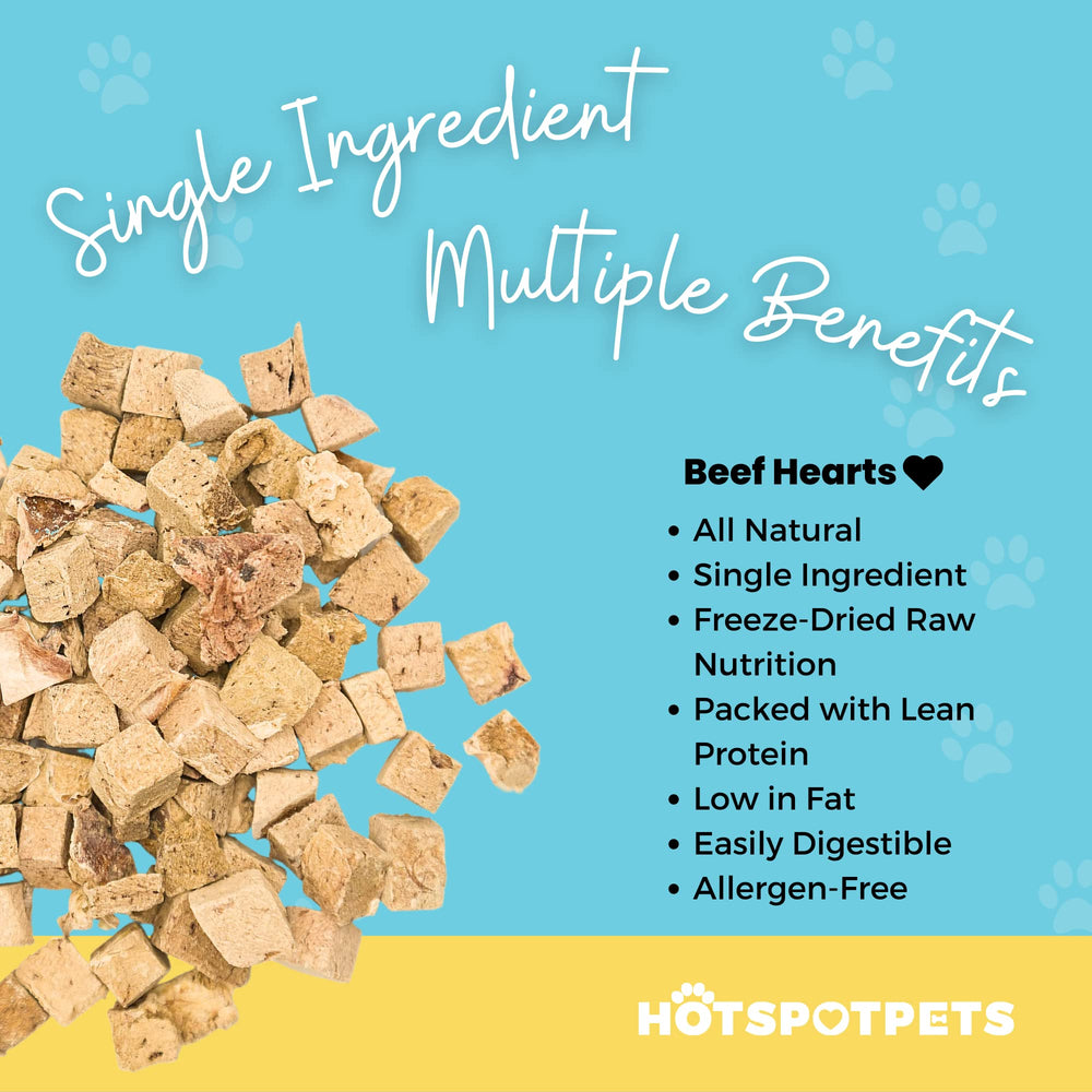 Hotspot Pets Freeze Dried Beef Heart Treats resealable bag closeup preserves freshness and flavor