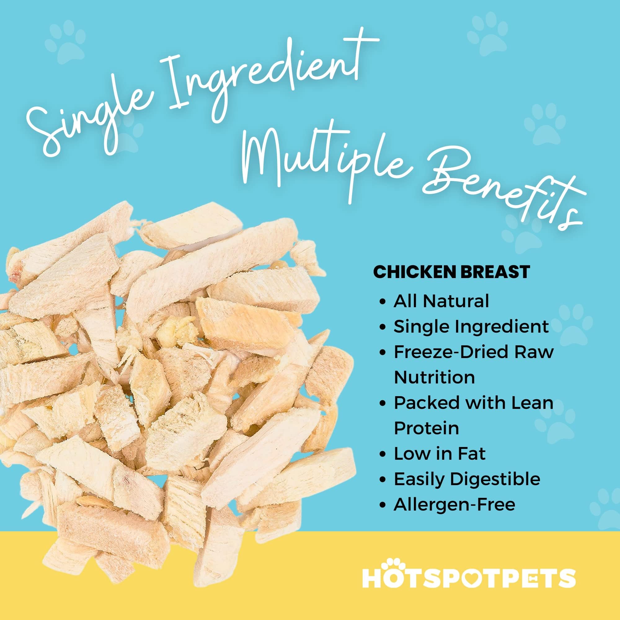 Hotspot Pets Freeze Dried Chicken Treats bag zipper closeup highlighting freshness