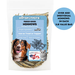 Hotspot Pets freeze-dried minnow closeup highlighting tiny high-protein snack