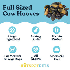Hotspot Pets grass-fed cattle hooves, durable natural chew ideal for aggressive chewers.