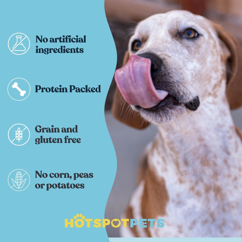 Hotspot Pets rawhide chew texture closeup, natural beef-based chew for dogs.