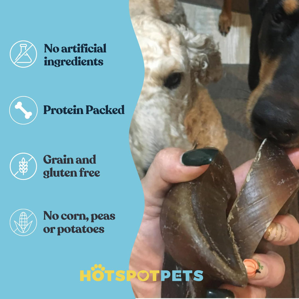 Hotspot Pets resealable bag preserves freshness of cow hooves dog chews.