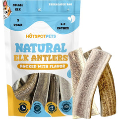 Hotspot Pets split elk antlers for dogs, 3-pack, 4–5 inch chews, durable and natural